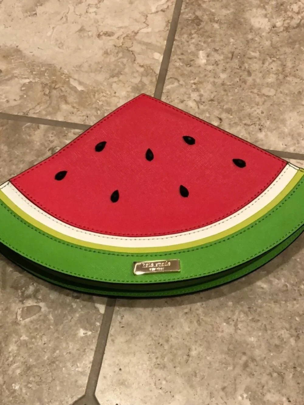 New Kate Spade make a splash watermelon novelty leather saffiano clutch handbag